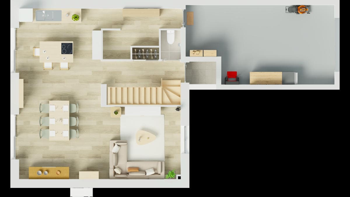 Vue axonométrique rez-de-chaussée Urban Starbois