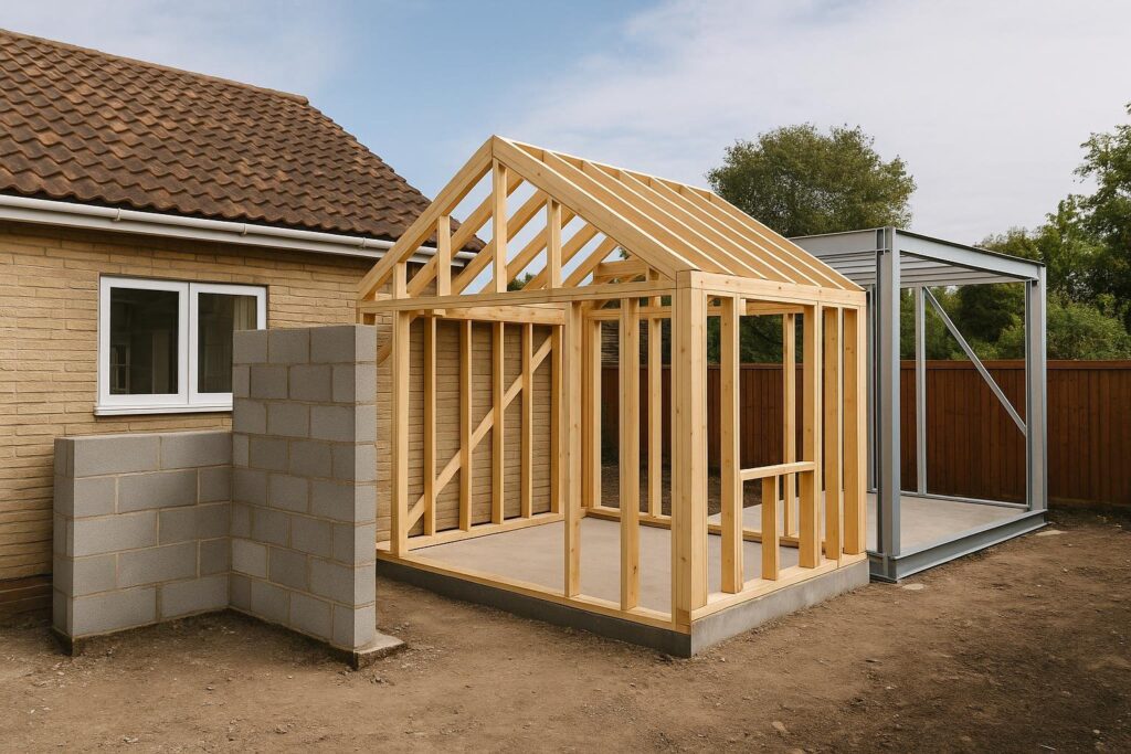 Extension de maison en 2026 : combien prévoir selon le parpaing, le bois ou le métal ?